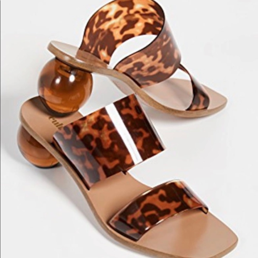 Cult Gaia Jila Tortoiseshell-effect Vinyl Sandals In Brown (sold out everywhere)